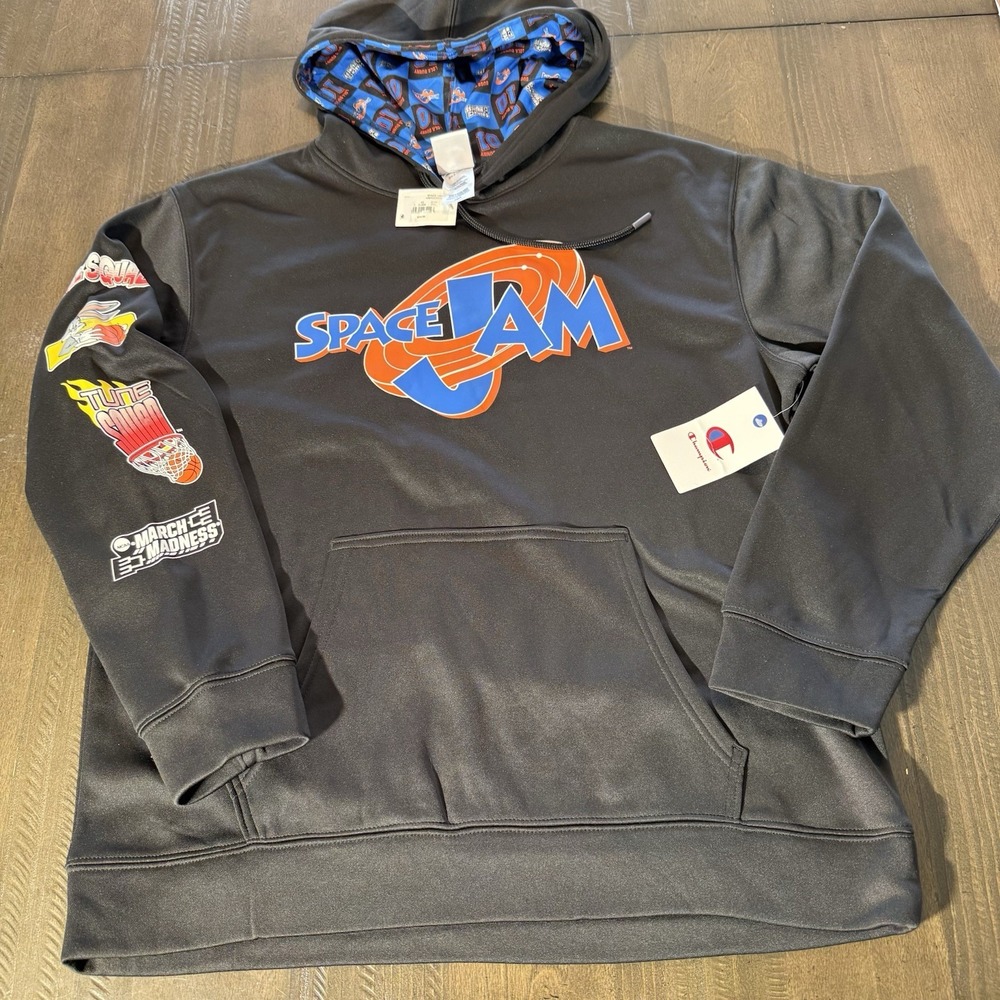 Champion Space Jam Pullover Hoodie M Large Looney Tunes Basketball NWT